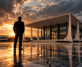 Representação editorial do Supremo Tribunal Federal e da Justiça em Brasília ao entardecer, simbolizando a confiança nas instituições