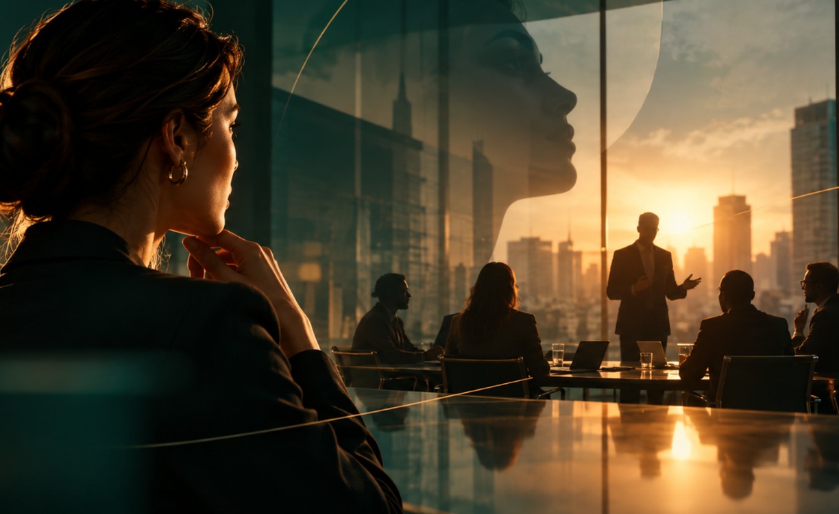Executivos discutem a sucessão de liderança em reunião de conselho empresarial